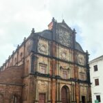 Front view of the Basilica of Bom Jesus in Old Goa, showcasing its historic Portuguese architecture