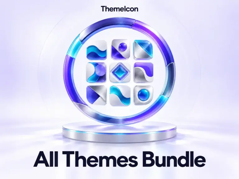 ThemeIcon All Themes Bundle, represented by a ring enclosing nine creative modules.